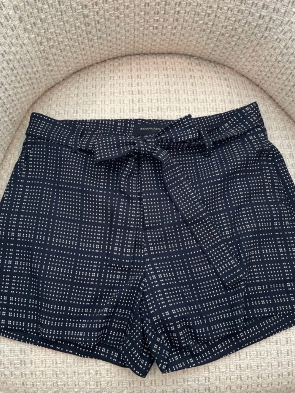 Banana Republic Navy dress shorts with White Micro Dot Pattern